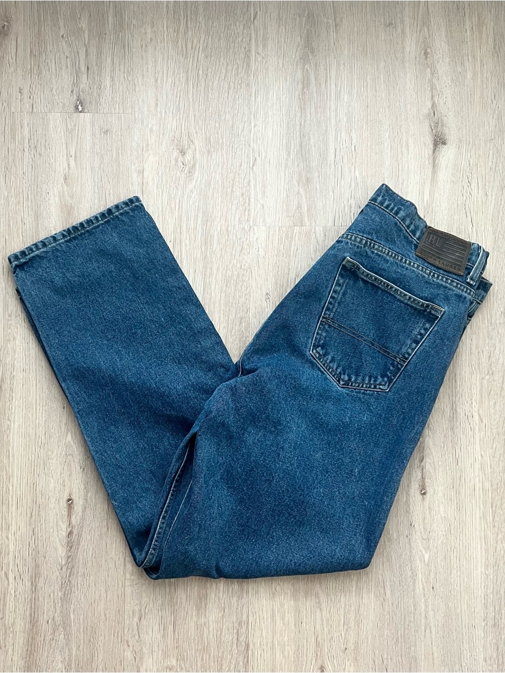 Vintage Ralph Lauren Jeans Mens 36x32 Baggy Wide Leg Blue Denim 90s Relaxed Fit